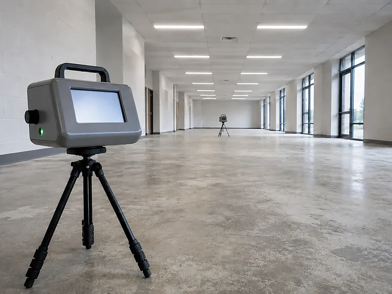 Continuous radon monitor in a large commercial building