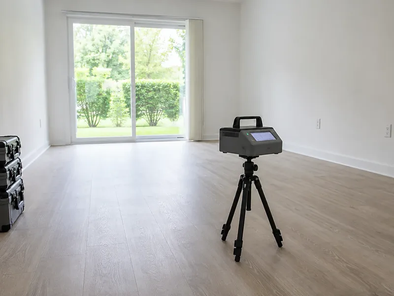 Continuous radon monitor set up in a vacant home for a real estate transaction