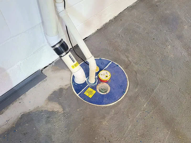 Sealed sump pit with a radon suction point
